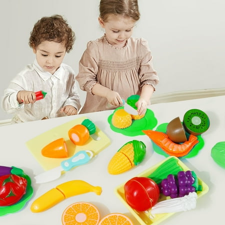 70 PCS Play Kitchen Pretend Food Cutting Toys for Girls 3-6 Years Kids Playset Accessories Fruit Vegetables Great Birthday Christmas Gifts