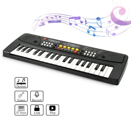 AIMEDYOU Kids Keyboard Piano 37 Keys Early Learning Educational Musical Keyboard Toy Portable Electronic Music Piano Keyboard for Beginners Boys Girls (Black)