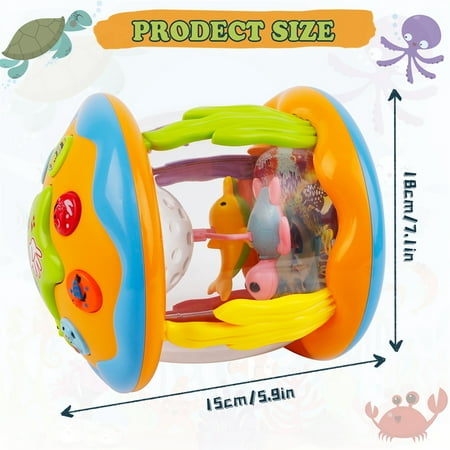 Baby Toys 6 to 12 Months, Educational Learning Toys Rotating Projector Drum with Melodies , Musical Light up Toys for Toddlers 1 2 3+ Year Old Boys Girls Baby Gifts