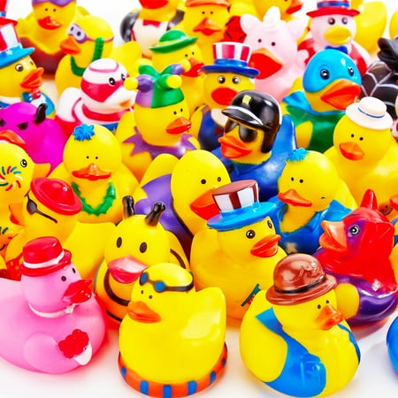 Axuzsyx 24 Pcs Rubber Ducks, Random Assortment Mini Rubber Duckie Toys, Baby Bath Toy, Party Favors for Kids, Birthday Gifts, Summer Beach Pool Activity