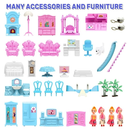 Faci Hebuch Dollhouse for girls Huge doll house with Furnitures Gifts for Girls Aged 4 5 6 7