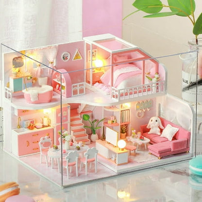 Children Assembly DIY Dollhouse Kit Doll House Kit Miniature House Building Kit Birthday Gift