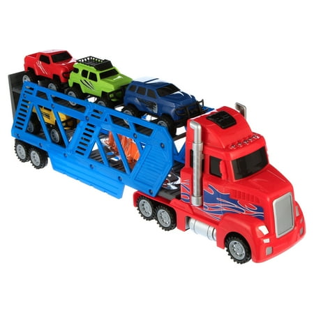 Adventure Force Light and Sound Big Rig Super Transporter, 12 Piece Set, 24 Inch Full Length Semi-Truck with Trailer!