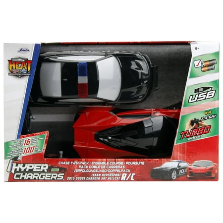 Hyperchargers Heat Chase 1:16 Lykan Hypersport & 2015 Dodge Charger SRT Hellcat RC Radio Control Cars