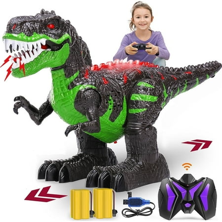 UUGEE Remote Control Dinosaur Toys for Boys Girls, 2.4G RC Dinosaur Robot T-rex with Light Sound, Kids Boy Toys ages 3 4 5 6 7 8+ Year Old Black