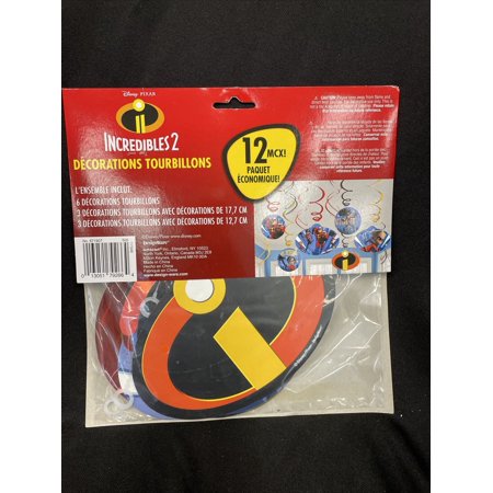 Incredibles 2 Disney Pixar Movie Kids Birthday Party Hanging Swirl Decorations