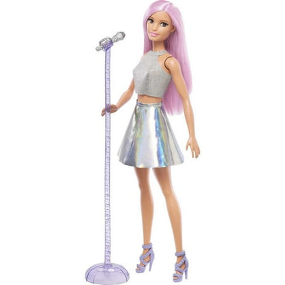 Barbie Pop Star Fashion Doll Dressed in Iridescent Skirt with Pink Hair & Brown Eyes