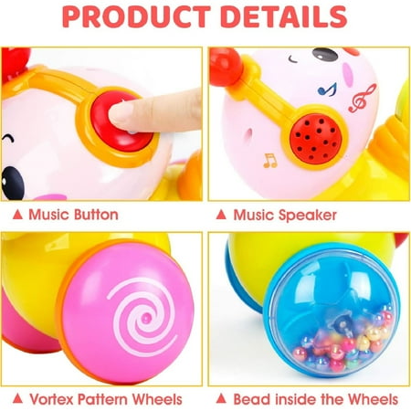 Baby Toys 6 to 12 Months Press and Go, Musical, Light up 6 Month Old Baby Toys 12-18 Months Crawling Toys for Babies Infant Toys 6 7 8 9 10 12 Months Old Toys for 1 Year Old Boy Baby Girl Gifts