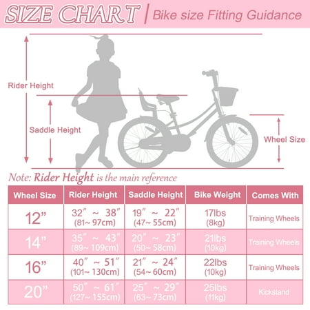 XJD Girls Bike for 7-12 Years Old Toddlers and Kids,20 Inch Kids Bike with Basket and Bell Training Wheels, Adjustable Seat Handlebar Height