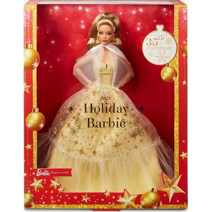 2023 Holiday Barbie Doll, Seasonal Collector Gift, Golden Gown and Light Brown Hair