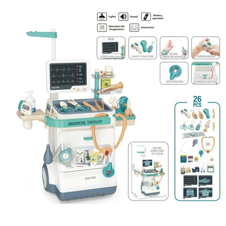 Doctor Set Plastic ABS Medical Station Toy Mobile Cart for Toddlers Age +3 by Mundo Toys