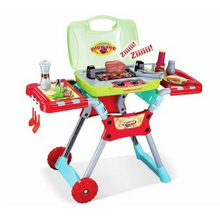 PlayWorld Kitchen Connection 29" Deluxe Kitchen BBQ Pretend Play Grill Set with Light and Sound