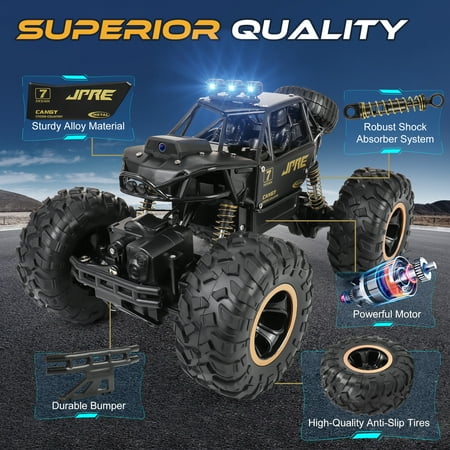 Wisairt RC Car for Kids, 1:16 Remote Control Car with 1080P HD Camera, 4WD RC Monster Truck, 2.4 GHz Alloy Car Toy for Kids Boys Teens Adults Birthday Christmas Gifts (Black)