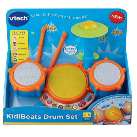 VTech KidiBeats Drum Set Toy Musical Instruments with Accessories Included, Baby and Toddler Toys