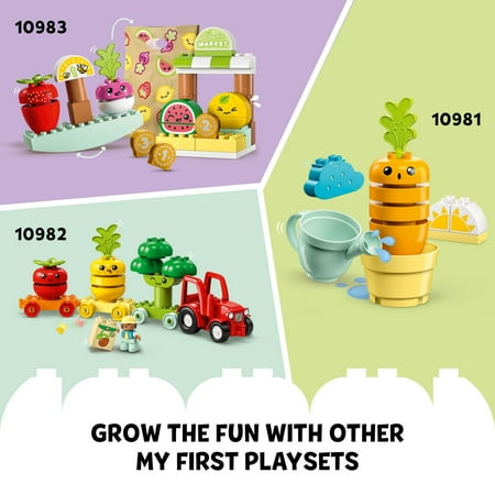 LEGO DUPLO My First Organic Garden Brick Box 10984, Stacking Toys for Babies and Toddlers 1.5+ Years Old, Learning Toy with Ladybug, Bumblebee, Fruit & Veg, Sensory Toy for Kids