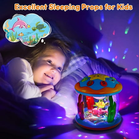 Baby Toys 6 to 12 Months, Educational Learning Toys Rotating Projector Drum with Melodies , Musical Light up Toys for Toddlers 1 2 3+ Year Old Boys Girls Baby Gifts