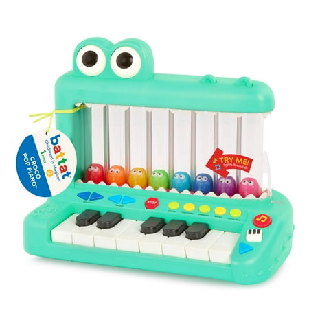 Battat Croco Pop Piano Toy Keyboard with Songs Sounds Lights, Baby and Toddler Toys