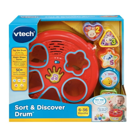 VTech Sort and Discover Drum Toy Musical Instruments with Accessories Included, Baby and Toddler Toys