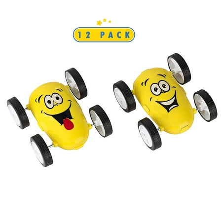 12 Pack Emoticon Party Favors Friction Stunt Cars - Car Novelties Emoticon Toys For Kids