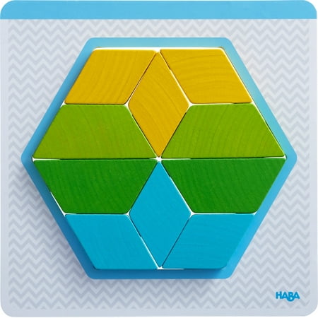 HABA Colorful Shapes Beginner Tangrams Pattern Blocks Wooden Arranging Game