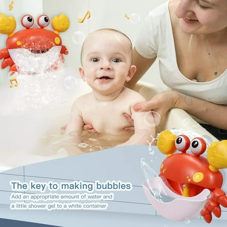 WISHTIME Baby Bath Toys Game - Baby Bath Bubble Toys Set Shower Bath Baby Toy Automatic Crab Bubble Maker Kids Machine with Music Baby Fun Bath Toys for 1,2,3+ Year Old Boy Girl Toddler Gift Toy