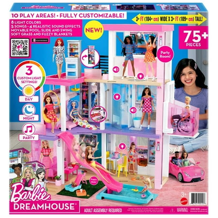 Barbie DreamHouse Playset with 10 Play Areas, 75+ Furniture & Accessories, Lights & Sounds