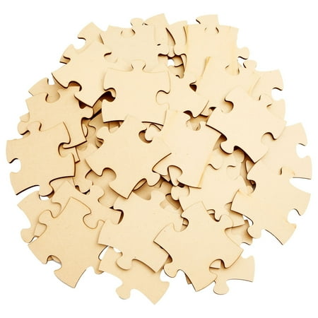 50 Blank Wooden Puzzle Pieces for Crafts, DIY Art Projects, 3x3.5" Unfinished Freeform Jigsaw Wood Puzzles to Draw On