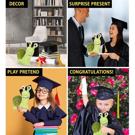 DolliBu Green Snail Graduation Plush Toy - Super Soft Plush Graduation Stuffed Animal Dress Up with Gown & Cap with Tassel Outfit - Congratulatory Graduation Gift - 7 Inches