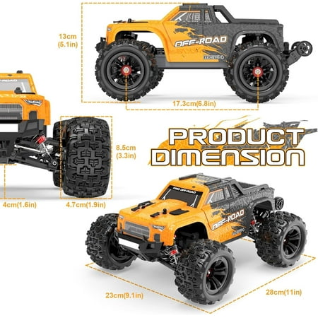 AUOSHI RC Cars 1:16 High Speed Remote Control Truck, 4WD All Terrain Off Road RC Truck 37+MPH with LED Lights, 2 Batteries for Kids and Adults Toy Gifts