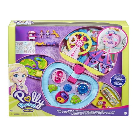 Polly Pocket Travel Toys, Backpack Playset and 2 Dolls, Theme Park