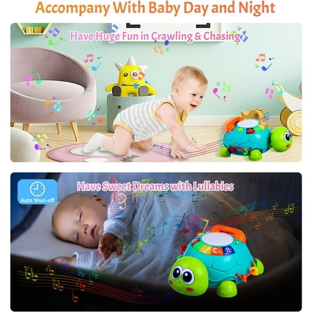 Kid Odyssey Musical Turtle Crawling Baby Toys for 6-18 Months, Early Learning Educational Toy with Light & Sound, Birthday Toy for Infant Toddler Boy Girl