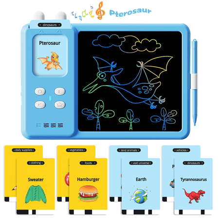 Adofi Talking Flash Cards with Drawing Tablet, Speech Therapy Toys for Toddlers 3-8, LCD Writing Tablet for Kids 2 3 4 5 6 7 8, Educational Toys for Children 3 5, Educational Flash Cards Toys - Blue