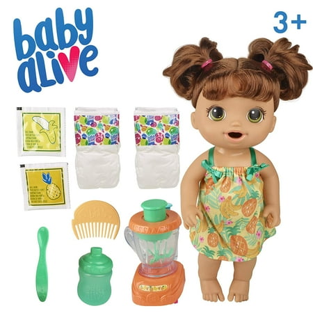 Baby Alive: Magical Mixer Baby 10-Inch Doll Brown Hair, Green Eyes Kids Toy for Boys and Girls