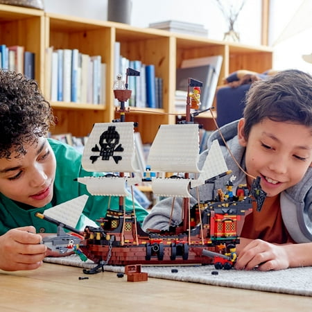 LEGO Creator 3 in 1 Pirate Ship Building Set, Kids can Rebuild the Pirate Ship into an Inn or Skull Island, Features 4 Minifigures and Shark Toy, Makes a Great Gift for Kids Ages 9+ Years Old, 31109