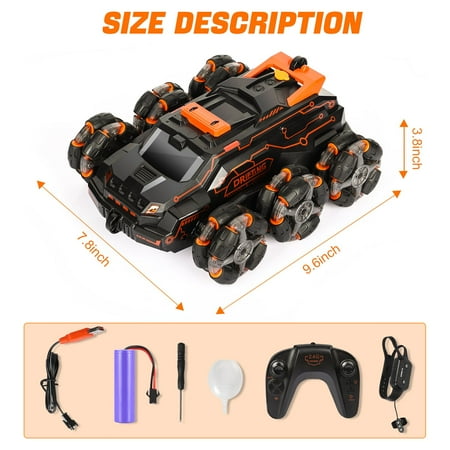 Keenstone Remote Control Car, RC Stunt Car with Gesture Control, Simulated Exhaust Spray, Suitable The Best Christmas Birthday Gift for 5-15 Year Old, Orange