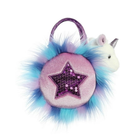 Aurora - Small Blue Fancy Pals - 5.5" Sparkle Heart Purple Unicorn - Fashionable Stuffed Animal