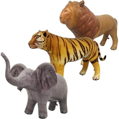 Jet Creations Safari 3 Pack Lion Tiger Elephant Inflatable Air Stuffed Plush Animal Great for Pool, Party Decoration Toys and Gifts, Size 36 to 40 inch