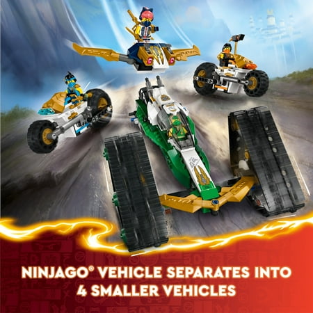 LEGO NINJAGO Ninja Team Combo Vehicle, 4 in 1 Ninja Playset for Kids with Glider, Off-Road Racer and 2 Motorcycle Toys, Birthday Gift for Boys and Girls, Ninja Toy with 6 Minifigures, 71820