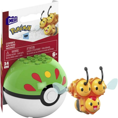 MEGA Pokemon Building Toy Kit Combee (15 Pieces) with 1 Action Figure and Ball for Kids