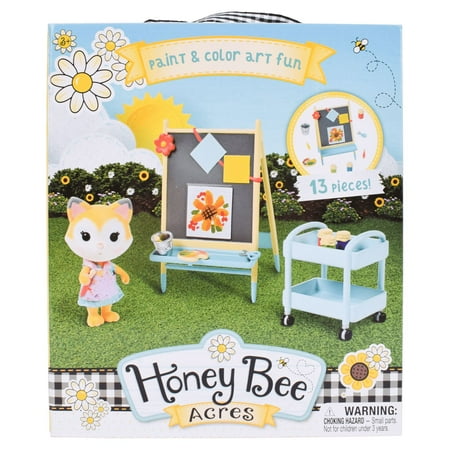 Honey Bee Acres Paint & Color Art Fun, Dollhouse Set & Miniature Figure, 13 Pieces, Children Ages 3+