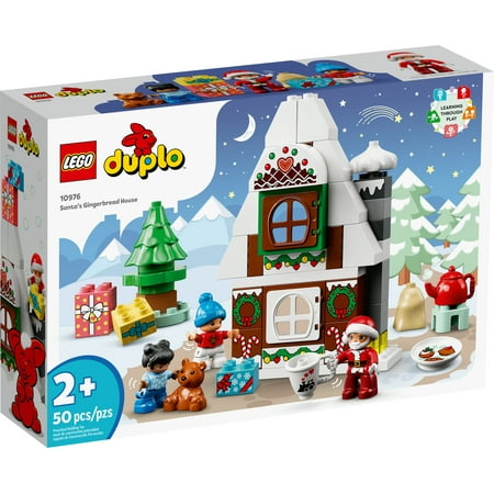 LEGO DUPLO Santa's Gingerbread House 10976 Toy with Santa Claus Figure, Christmas Present, Stocking Filler Gift Idea for Toddlers, Girls and Boys Age 2 Plus