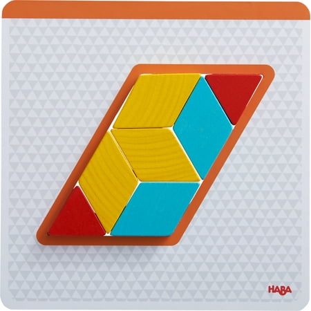 HABA Colorful Shapes Beginner Tangrams Pattern Blocks Wooden Arranging Game