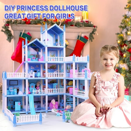 Faci Hebuch Dollhouse for girls Huge doll house with Furnitures Gifts for Girls Aged 4 5 6 7