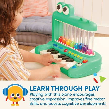 Battat Croco Pop Piano Toy Keyboard with Songs Sounds Lights, Baby and Toddler Toys