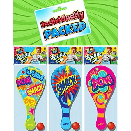 JA-RU Paddle Ball with String (Pack of 3) | Real Quality Paddle Balls Classic Game. Plus 1 FunaTon Sticker. | Item #1994-3s