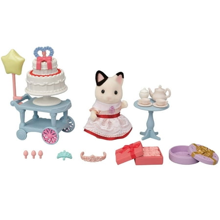 Calico Critters Tuxedo Cat Girl's Party Time Playset, Dollhouse Playset with Figure and Accessories