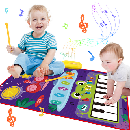 Adofi Upgraded Piano Mat, 22.44 * 31.49 inch Musical Mat 6 Instrument Sounds Piano Mat for Toddlers Touch Play Dancing Mat Toy, Piano Play Mat for Baby, Playtime for Baby, Toys for 2 year