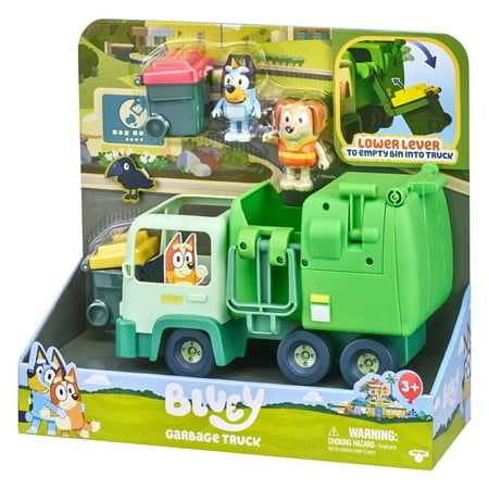 Bluey, Garbage Truck Vehicle Playset, Bluey and Bin Man 2.5-3 inch Figures and Accessories, Child 3+