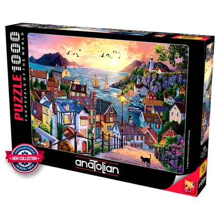 Anatolian Puzzle - Coastal Town at Sunset - 1000 Piece Jigsaw Puzzle #1098, Multicolor