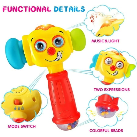 Toys for 1 Year Old Boys Girls Toddlers, Baby Toys 6 to 12 Months Toy Hammer with Music Sound & Light